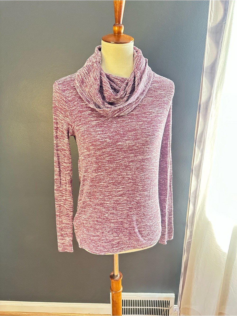 Eddie Bauer Marled Cowl Neck Sweater XS Purple Burgundy USA